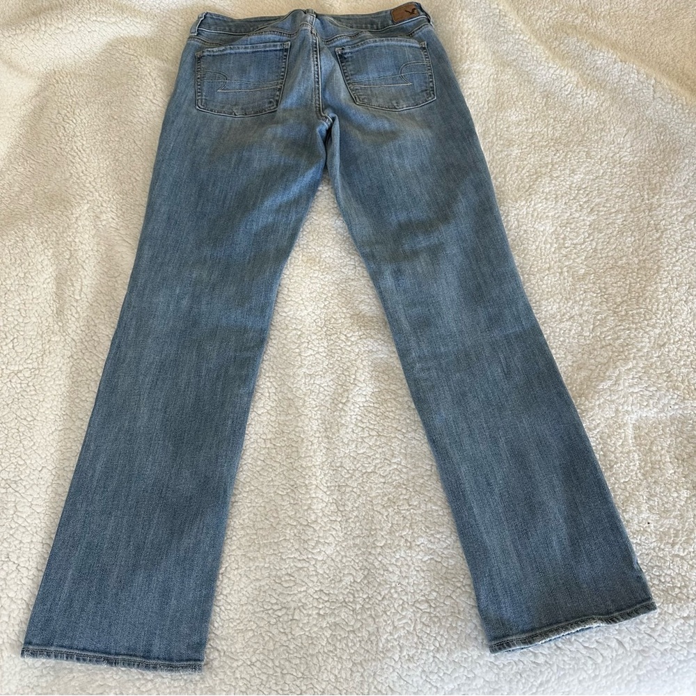 American Eagle Light Blue Straight Leg Distressed Jeans Size 10 - Picture 10 of 15